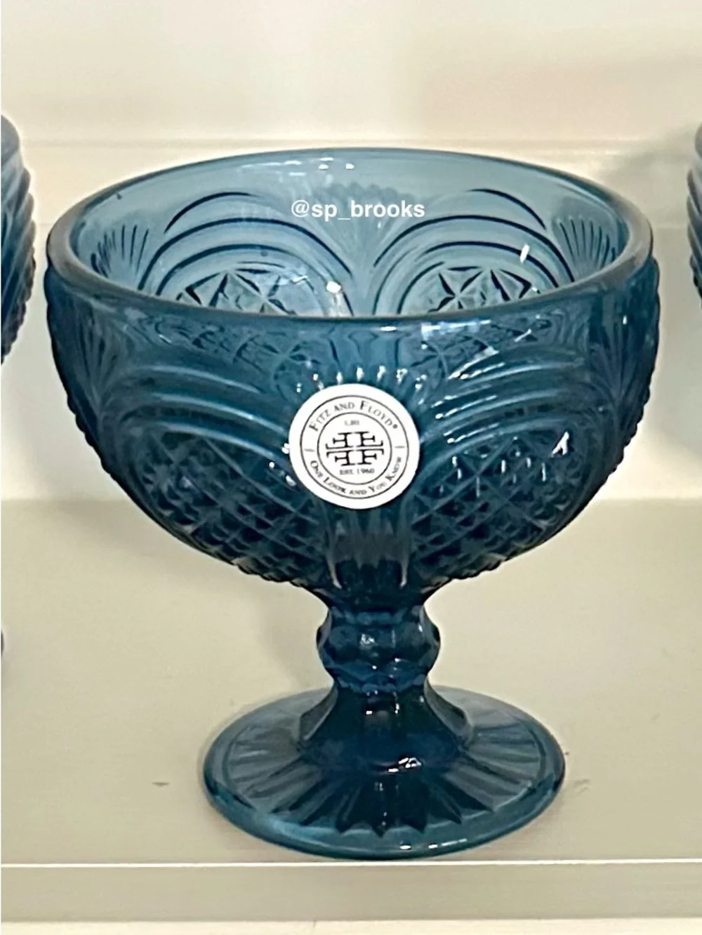 🎁4PC Fitz and Floyd Dessert Bowls - Sicily Blue Footed Dessert Bowls 11 ozs.